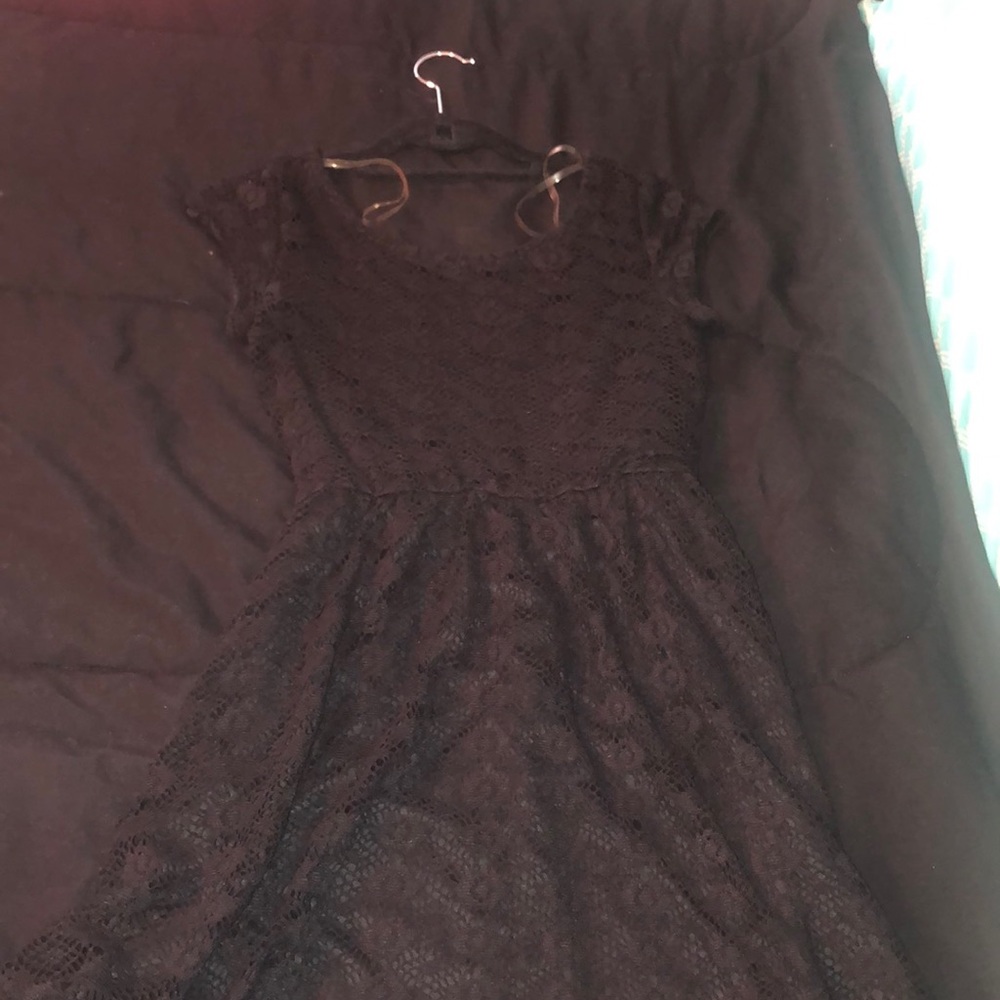 Black lace dress with belt